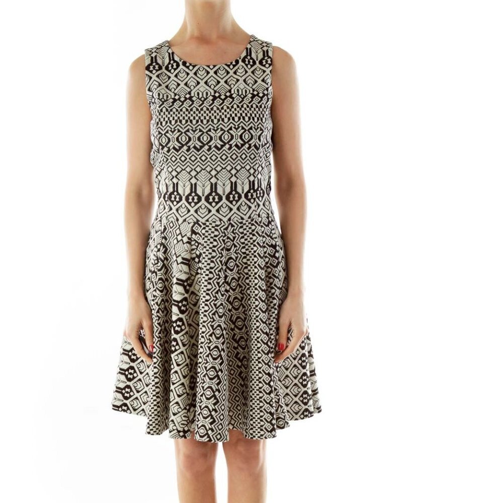 Cynthia Rowley Black Cream Embroidered A-Line Work Dress - Picture 2 of 3